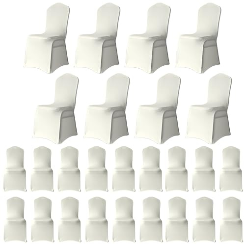 WedDecor Flat Front Stretch Wedding Chair Covers, Ivory, Pack of 100
