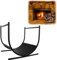 YUENFONG Estantería para leña semicircular de metal, con revestimiento de polvo de acero, soporte para leña, para exterior e interior, jardín, negro (44,5 x 37,5 x 40 cm)