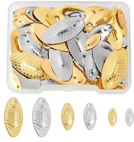 SUPERFINDINGS 72 Stück Angelköder Blade 12/18/26mm Angeln Attraktor Spinner Klingen Pferdeauge mit Fisch Schuppen Muster Deep Cup Spinner Klingen Löffel Rigs für Süßwasser Salzwasser Angeln