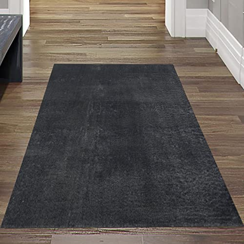 Teppich-Traum Läufer Flokati Vorleger Badezimmer, in anthrazit, 60x110 cm