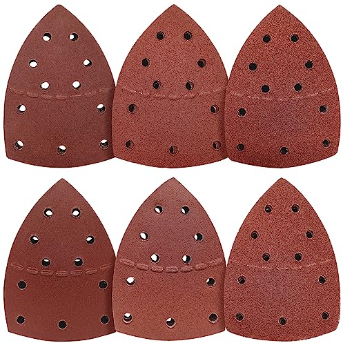 WAIZHIUA 72Pcs Sanding Sheets 11-Hole Mouse Sandpaper Sander Pad Hook and Loop Sanding Pads 40/60/80/120/180/240 Grits for Bosch Multi-Sander PSM 100A PSM 200 AES PSM 18