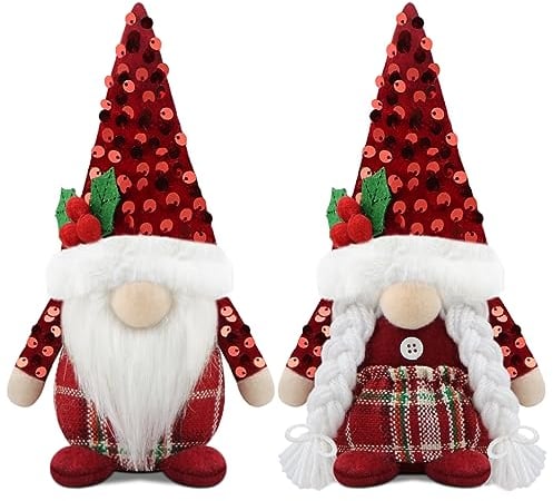 Godeufe 2er Set Wichtel Weihnachten Weihnachtsdeko Weihnachtswichtel Deko Wichtel Figuren Zubehör Dekoration Christmas Decorations - Rot