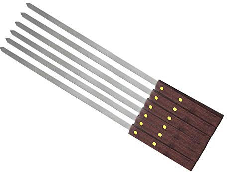 Ustensiles de gril Brochettes de barbecue en acier inoxydable Manche en bois Longs bâtons de fourchette de barbecue Aiguille plate Outils de brochette de grils turcs, 2 pièces (2 pièces) (Couleur :