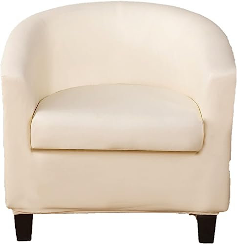PU Leder Clubsessel Schonbezug 2 Teilig, Schonbezug Für Wannenstühle Wasserdichter Stretch-Fassstuhlbezug Rutschfeste Sesselhussen Halbrunder Sofabezug Möbelschutz Für Den Büroempfang ( Color : Beige