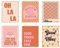 Trendige Retro-Wandkunst, rosa, ästhetisch, 6er-Set, flippig, inspirierend, Zitat, Poster, Drucke, adretter Regenbogen, Wanddekoration, orange/beige, Raumdekoration für Mädchenzimmer, Schlafzimmer,