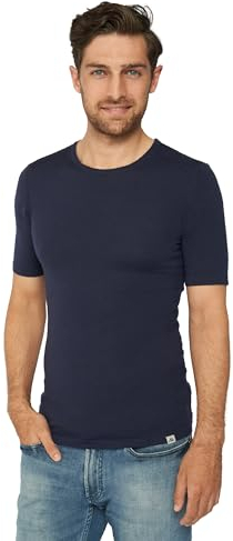 DANISH ENDURANCE Merino Shirt Herren, Kurzarm Funktionsshirt, Atmungsaktiv & Temperaturregulierend, Marineblau, L