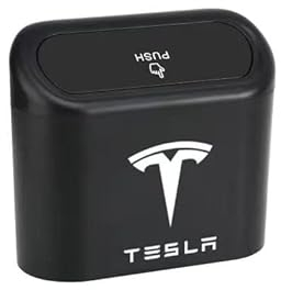 KRHINO Car Trash Can for Tesla Model 3/Y/S/X, Portable Garbage Box With Bin Bag Liners, ABS Rubbish Bin Accessories