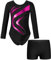 iEFiEL Mädchen Turnanzug Langarm Gymnastik Trikotanzug Glänzende Turnen Set Klassisch Gymnastikanzug Kinder Tanzbody Zb Hell Rosa 122-128