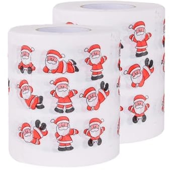 2-lagige Weihnachts-Toilettenpapierrolle, 2 Rollen bedrucktes Toilettenpapier Merry Christmas, Badezimmer-Dekoration, Partygeschenke (Weihnachtsmann)