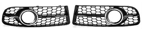 KAMNIK Nebelscheinwerfer Gitter für Audi A4 B7 S4 B7 A4 s-line 2005-2008 8E0807681F 8E0807682F,Auto Front Nebel Licht Lampe Abdeckung Trim,A-Chrome Silver