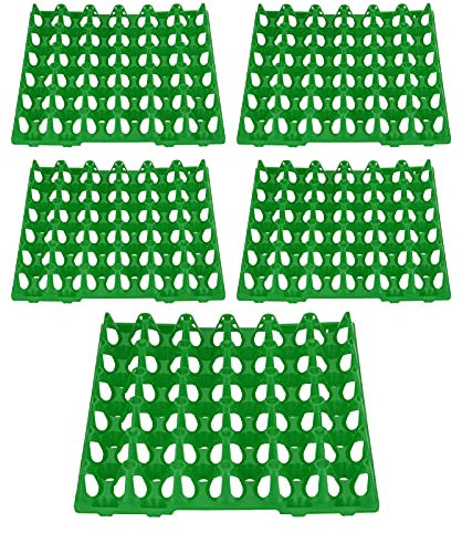 HEEPDD 5Pcs Plastic Egg Trays, 30 Cell Egg Crates Stackable Egg Cartons Hold Multiple Eggs for Storing Sorting Shipping Eggs (Green)