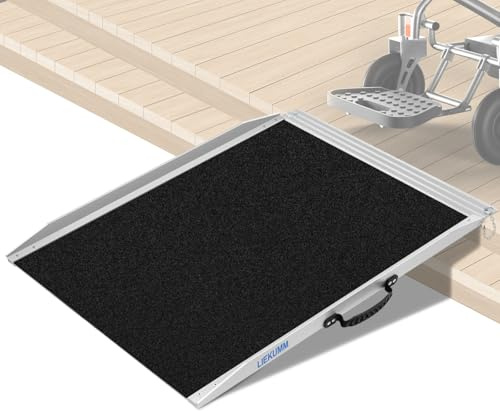 LIEKUMM Wheelchair Ramp 91 cm, 300 kg Capacity, Non-Slip Portable Threshold Ramp for Doorways, Aluminium Ramps for Wheelchairs, Steps, Stairs and Kerbs