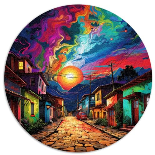 1000-teiliges Puzzle, runde Puzzles von Paraty, Brasilien, für Erwachsene und Kinder ab 12 Jahren. Kartonpuzzle, Lernspiel für Erwachsene und Kinder. Größe: 67,5 x 67,5 cm
