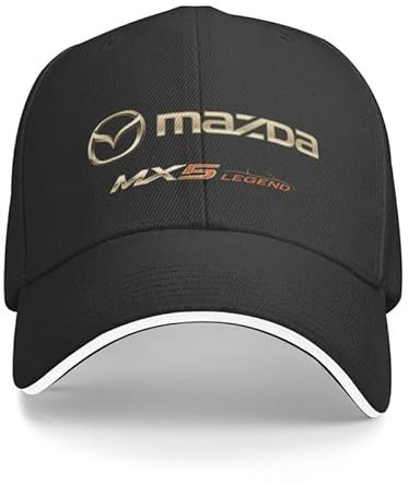 SANNITOU Baseball Cap Herren und Damen Verstellbare Baseballkappe für MX 5 Mazdas MX-5 Einheitsgröße Sonnenmütze Basecap mit Auto-Logo,OneSize-Black
