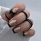 Ceboic 24Pcs Press on Nails Short Square, Nude French Black Tip False Nails with Adhesive Tabs, Glossy Gold Leaves Fake Nails Full Cover Reusable Glue on Nail for Women Girls