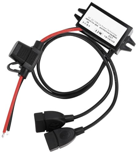 12V auf USB,12V auf 5V USB-Adapter,DC Buck-Konverter-Modul 3A 15W DC auf DC Auto-Stromwandler Adapter mit Sicherung (Dual USB)