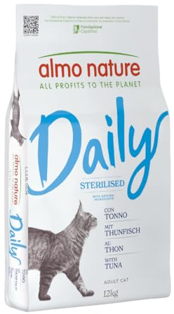 Almo Nature Daily Sterilised, Crocchette per Gatti Adulti con Tonno - Sacco da 12 kg