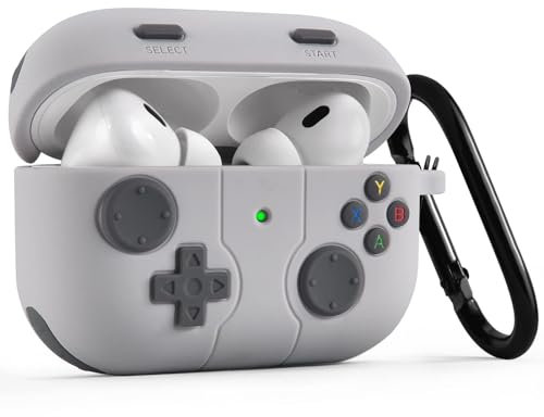 VISOOM Kompatibel mit Airpod Pro 2 Case Cover, Nettes lustiges Spiel Silikon Schutzhülle mit Schlüsselbund für Airpods Pro 1st/2nd Generation,Grey