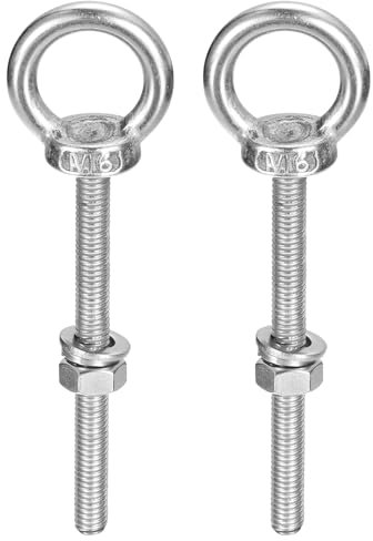 QUARKZMAN Bullone ad Occhiello di Sollevamento, 2 Set M6 x 70mm Bullone ad Occhiello con Dado Rondella Acciaio Inossidabile 304 Anello Sollevamento a Spalla per Appendere Oggetti