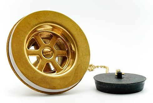 L'ARTISTICA F.LLI PERINCIOLI | Piletta in Ottone con Tappo da 1.1/4, Piletta in Ottone Senza Tappo per Fontane da Esterno, 73x80mm