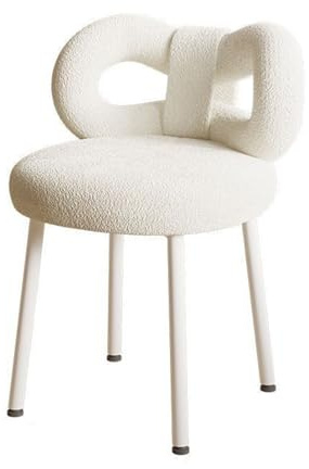 Fiauli Chaise de chambre rose et blanche - Petit tabouret de vanité - Chaise de maquillage avec dossier rembourré et mignon - Pour le salon, le bureau confortable, la lecture, les filles et les femmes