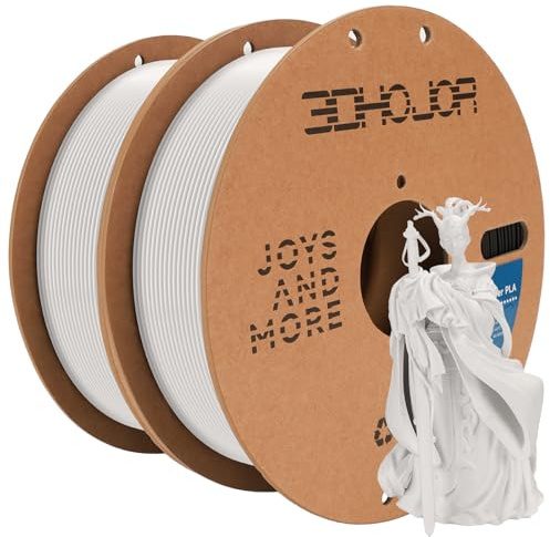 3DHoJor PLA Filament 1.75mm Weiß PLA 3D Drucker Filament ±0,02mm 2KG | 1KG/Spule*2 3D Drucker Filament PLA, ultraschnelle Filament 3d Druckmaterialien, Vakuumverpackung,für FDM 3D Drucker
