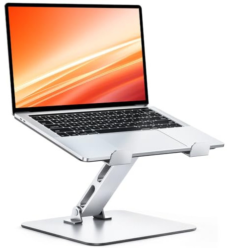 CIRYCASE Support Ordinateur Portable Bureau, Rehausseur PC Portable Stable Aluminium, Ergonomique Laptop Stand Ventilé Réglable & Pliable Porte-Copie, pour MacBook, HP et Autres Notebooks 10-16