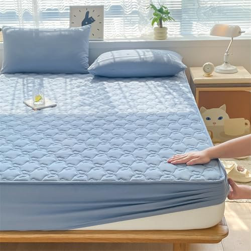 Gestepptes dickes Spannbetttuch, 120 x 200 cm, elastisches Band, Bettwäsche für Queen-Size-Betten