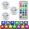 3 Pcs Mini Submersible LED Lights with Remote Control Waterproof RGB Colour Changing Tea Lights for Ponds, Pools, Fountains, Aquariums Gardens Party Decorations, Battery Operated LED Pond Light