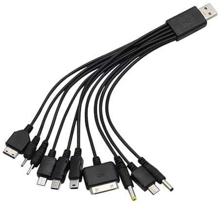 Black 10 in 1 Universal Phone Charger,Multi Charger Cable,Universal Charger with Multiple Heads,USB Charging Cable Compatible With Samsung Lg Huawei Zte And Sony Ericsson Nokia Psp USB