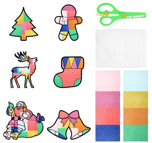 12 Stück Fensterbilder Weihnachten Wiederverwendbar,Weihnachtsfensterbilder Basteln Kinder,Bunte Weihnachts Fensterbilder Selbstklebend,Christmas Window Stickers,Schablonen DIY Geschenke