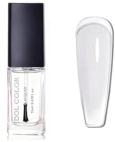 Clear Nail Polish - 2-in-1 Base and Top Coat Nail Polish - Clear nail Varnish Quick Dry - 60 Seconds Breathable Nail polish - No Chip Long Lasting nail Polish for Women DIY Smooth & Glossy Nails