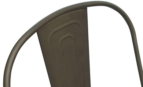 Lamboro Tolix Single Kitchen Chair, Fixed Grey Legs And Back Rest, Easy Clean, Dining Room Chair, Rustic Wooden Brown