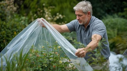 Clear Tarpaulin Plastic Sheeting - 2 x 3 metre Clear Plastic Waterproof Sheet Polythene Sheeting – Heavy Duty Greenhouse Cover for Gardening, Dust Protection – Reusable and Multifunctional