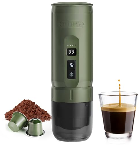 HIBREW H4C Classic – Cafetera Espresso Eléctrica Portátil, Recargable USB-C, Batería Extraíble, Compatible con Café Molido y Cápsulas NS, Ideal para Camping, Viaje y Uso Diario