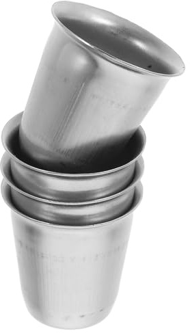 Toyvian 4pcs Stainless Steel Stemless Wine Goblets Flat Bottom Unbreakable Communion Chalices for Religious Ceremonies Family Gatherings and Formal Events