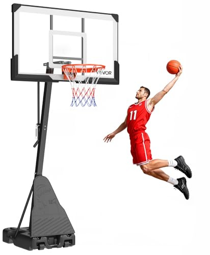 VEVOR Canestro da basket, regolabile in altezza, portatile, canestro da basket all'aperto, tabellone in PC per adolescenti, adulti, campo da basket, scuole, parchi