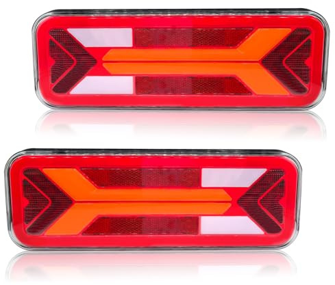 AOJO 2PCS Rückleuchten LED Anhänger, LKW Rücklicht 12 V 24 V, Wasser Anhängerbeleuchtung Rücklichter, 6 Funktionen, ECE-geprüft
