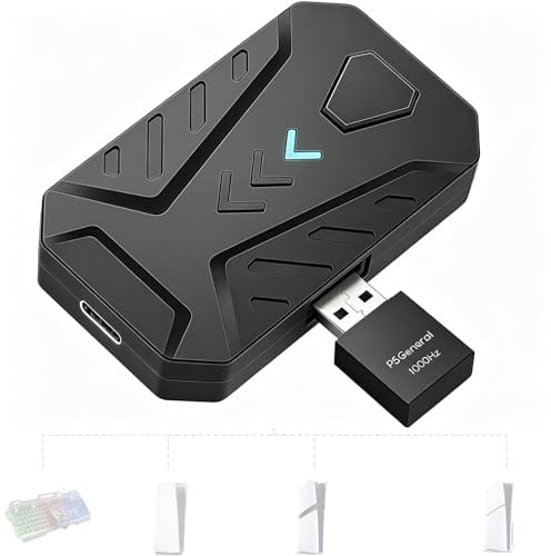 Megadream Keyboard and Mouse Converter for PS5 / P5 Slim / PS5 Pro with P5 General Adapter,1000Hz Ultra-Low Lag, Supports Adjust Mouse Sensitivity, Change Default Key, Plug & Play (Black)