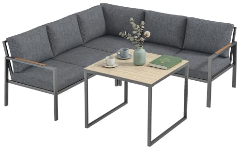 Outsunny Outdoor Garten-Set 3-teilig 5-Personen 2 Sofas Dunkelgrau