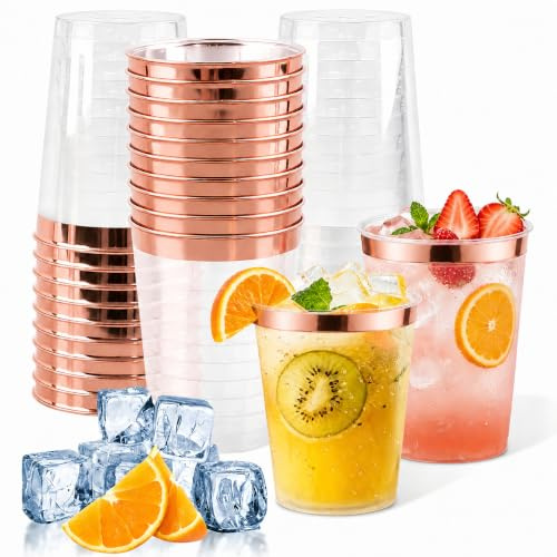 Shyllin 30 Vasos de Plástico Reutilizables 300 ml (Rosa 300ml) | Plástico Duro, Para Fiestas, Bodas y Cócteles, Festivales de Verano, Cumpleaños
