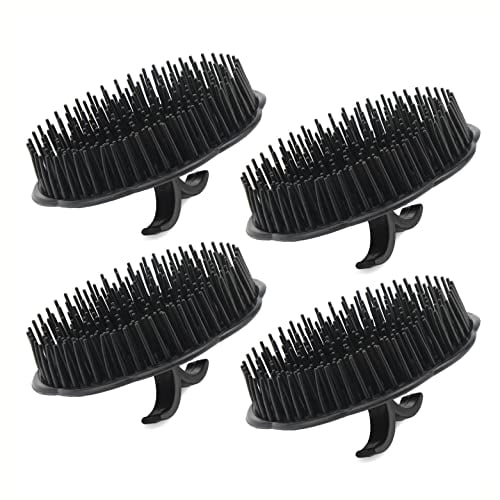 Segbeauty Massagebürste Haare, Kopfhaut Massager Shampoo Pinsel, 4 Stück Shampoo Massagebürste Floriated Dusche Kamm, Kopfmassagebürste für Haarwachstum Bart Bürste Hundesalon Bürsten - Schwarz