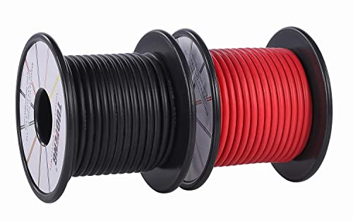 Cable Tuofeng 14 awg, Cable flexible de silicio 20 metros [10 metros negros y 10 metros rojos] cable de cobre recubierto de estaño resistente a altas temperaturas