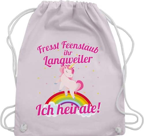 Turnbeutel Rucksack - JGA Junggesellenabschied Frauen - Fresst Feenstaub ihr Langweiler Ich heirate! - Unisize - Pastell Rosa - braut beutel einhorn brauttaschen bachelorette party polterer