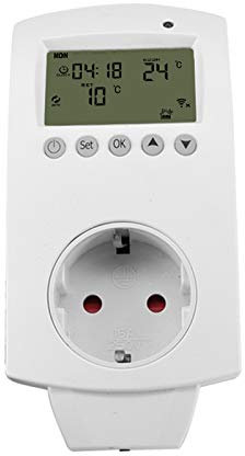 aixi-SHS Wireless Wi-Fi Plug termostato calefacción eléctrica Smart Socket Control de Temperatura Pantalla LED - Amazon Alexa Echo/Google Home/IFTTT - TuyaSmart/Smart Life App Control