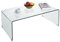 Inwellhome Modern Tempered Glass Coffee Table 10mm Thick Bent Curved Clear Glass Console Table 100x55x35.5cm