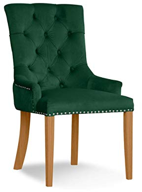 Moderner Stuhl Polsterstuhl Charles Esszimmerstuhl Antik Retro Füße aus Holz in Eichenfarben08 (Grün)