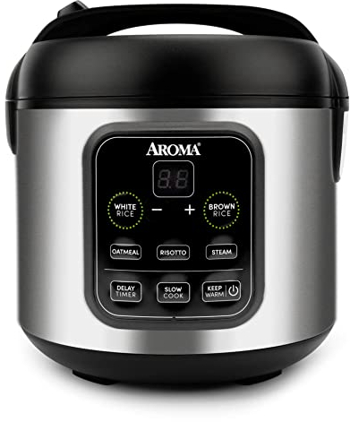Aroma Housewares ARC-994SB 2O2O modelo Arroz y Grano Cocinero Lento, Vapor, Avena, Risotto, 8 tazas cocidas/4 tazas sin cocinar/2Qt, Acero inoxidable