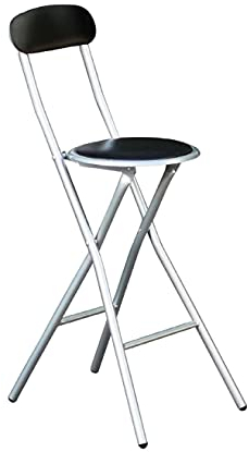 HOMION Colourful Folding Breakfast Round Padded Bar High Chair Stool Kitchen Garden Party Office Stool Seat Free Standing Caravan Camping Easy Folding Chair Bench (Black)