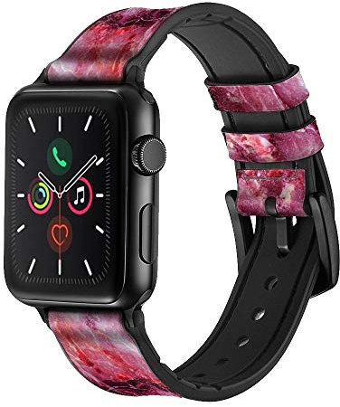 Innovedesire Pink Marble Graphic Printed Cinturino in Pelle e Silicone Smartwatch per Apple Watch iWatch Taglia 38mm/40mm